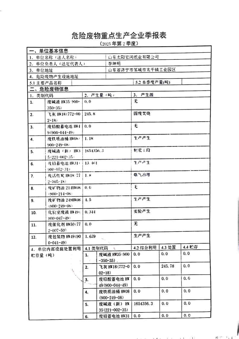 2025年ms88官网宏河纸业危险废料第二季度报表_Page1.jpg